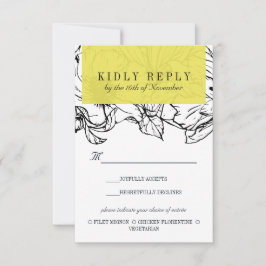 Moderner Garten | Gelbe Hochzeitsmahlzeit UAWG RSVP Karte
