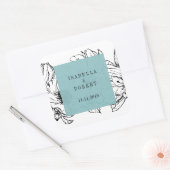 Moderner Garten | Türkis | Hochzeit mit Blumen Quadratischer Aufkleber (Umschlag)