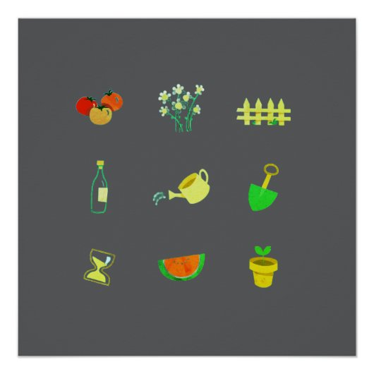 Moderner Gartenposter auf dunkelgrauem Hintergrund Poster (Vorderseite)