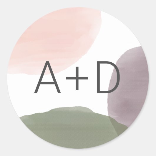Moderner Gartenwasserfarbener Umschlag Aufkleber, Runder Aufkleber (Vorderseite)