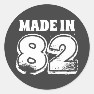 Moderner Geburtstag Made in 82 Schwarz & Weiß Runder Aufkleber