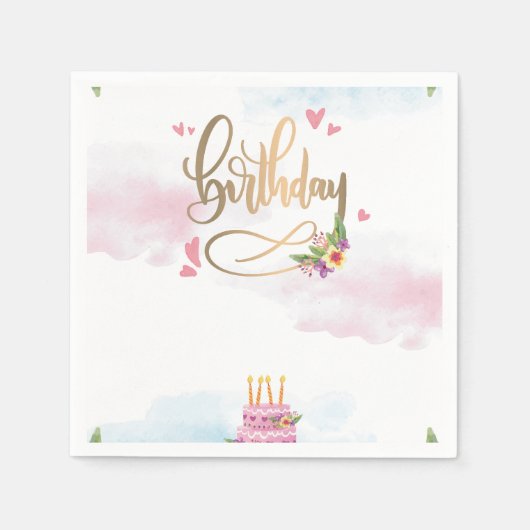 Moderner Geburtstag Serviette (Vorderseite)