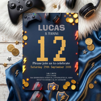 Moderner Geburtstag-Themenbereich für Gamer Einladung