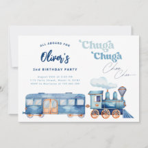 Moderner Geburtstag Zug Blue Chuga Chuga Choo Choo