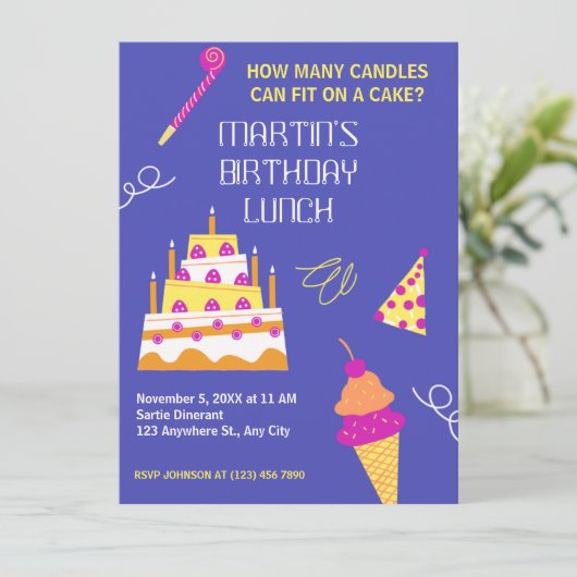 Moderner Geburtstagskuchen Einladung (Stehend Vorderseite)