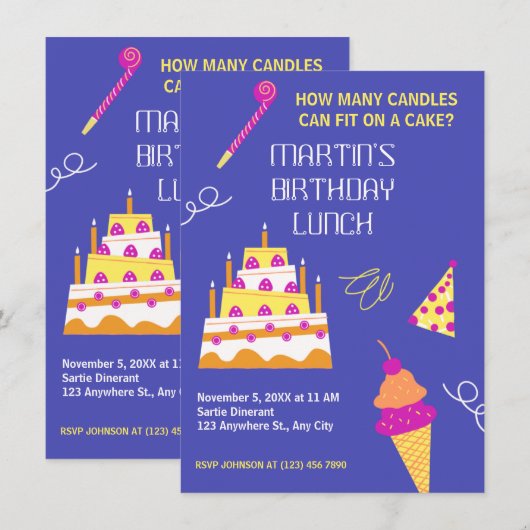 Moderner Geburtstagskuchen Einladung (Vorne/Hinten)