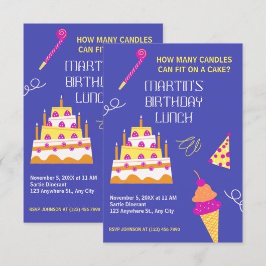 Moderner Geburtstagskuchen Einladung (Vorne/Hinten)