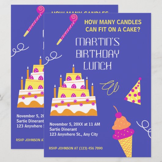 Moderner Geburtstagskuchen Einladung (Vorne/Hinten)