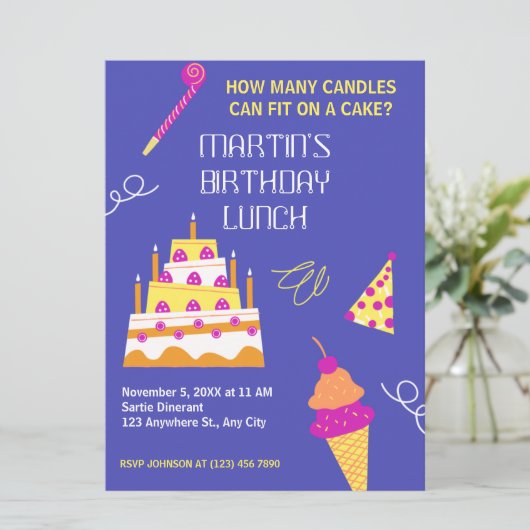 Moderner Geburtstagskuchen Einladung (Stehend Vorderseite)