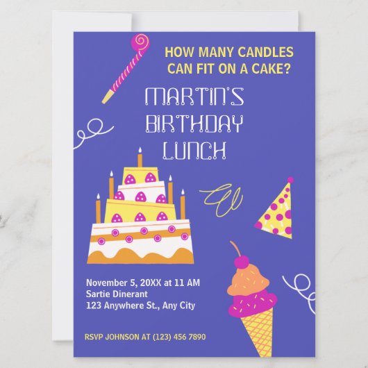 Moderner Geburtstagskuchen Einladung (Vorderseite)