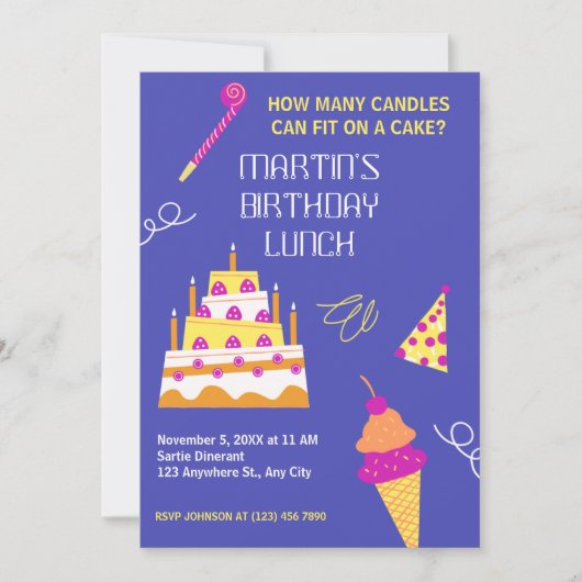 Moderner Geburtstagskuchen Einladung (Vorderseite)