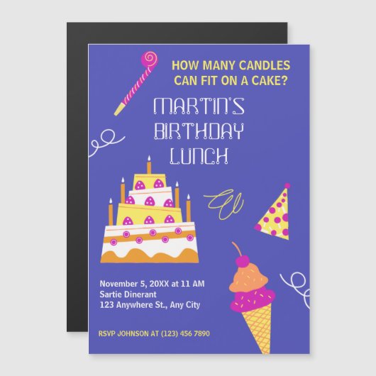 Moderner Geburtstagskuchen Magneteinladung (Vorne/Hinten)