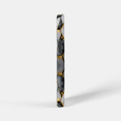 Moderner, gecrackter, weißer und schwarzer Marmor iPhone Hülle (Rechte Seite)