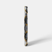 Moderner, gecrackter, weißer und schwarzer Marmor iPhone Hülle (Linke Seite)