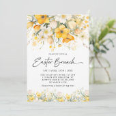 Moderner Gelber Frühling Blumenstrauß Osterbrunch Einladung (Stehend Vorderseite)