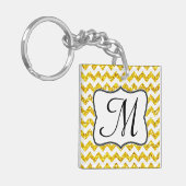 Moderner Gelber Glitzer Zickzack Zig Zag Schlüssel Schlüsselanhänger (Vorderseite links)