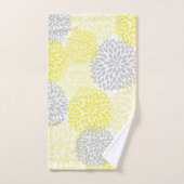 Moderner gelber grauer Blumenbaddekor Badhandtuch Set (Handtuch)