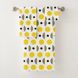 Moderner gelber grauer Zirkel Badhandtuch Set