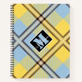 Moderner Gelber Karierter Tartan Personalisierter  Notizblock