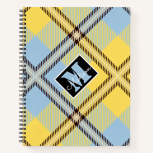 Moderner Gelber Karierter Tartan Personalisierter  Notizblock
