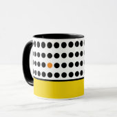 Moderner gelber orangefarbener Polka-Farbblock Tasse (Vorderseite Links)