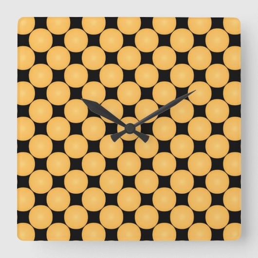 Moderner Gelber Polka Dot Quadratische Wanduhr (Vorderseite)