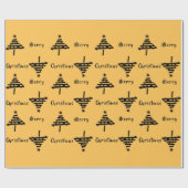 Moderner, gelber Schwarzer Weihnachtsbaum-Pattern Geschenkpapier (Flach)