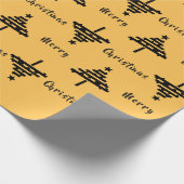 Moderner, gelber Schwarzer Weihnachtsbaum-Pattern  Geschenkpapier (Ecke)