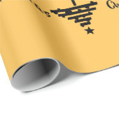 Moderner, gelber Schwarzer Weihnachtsbaum-Pattern Geschenkpapier (Rolleneckpunkt)