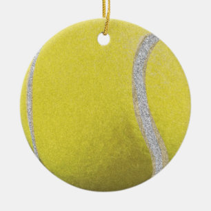 Moderner Gelber Tennisball mit Imitat Glitzer Line Keramik Ornament