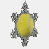 Moderner Gelber Tennisball mit Imitat Glitzer Line Schneeflocken Zinn-Ornament (Links)