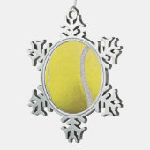 Moderner Gelber Tennisball mit Imitat Glitzer Line Schneeflocken Zinn-Ornament (Rechts)