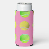 Moderner Gelber Tennisball-Muster Pink Selters Dosenkühler (Seltzer Rückseite)