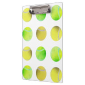 Moderner Gelber Tennisball-Muster Spieler Weiß Klemmbrett (Links)