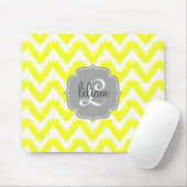 Moderner gelber Zickzack Ikat personalisiert Mousepad (Mit Mouse)