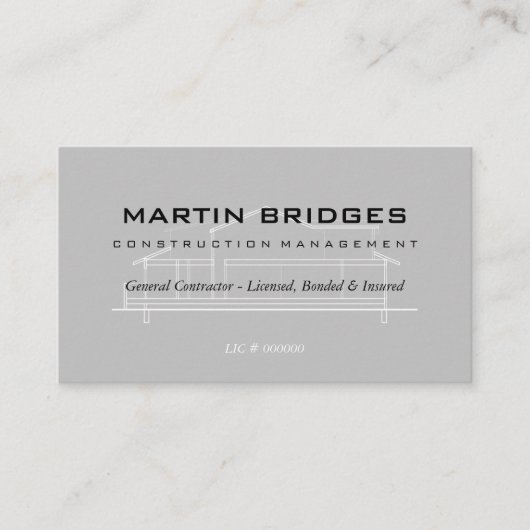 Moderner Generalbau Visitenkarte (Vorderseite)