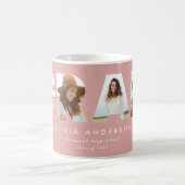 Moderner geometrisch rosa Multi-Foto-Abschluss Kaffeetasse (Mittel)