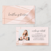 Moderner, geometrisch rötlich-rosa Schminksalon de Visitenkarte (Vorne/Hinten)