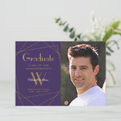 Moderner geometrischer Abschluss für Lila Foto Mon Ankündigung (Stehend Vorderseite)