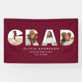Moderner geometrischer bordeauxfarbener Multi-Foto Banner (Horizontal)
