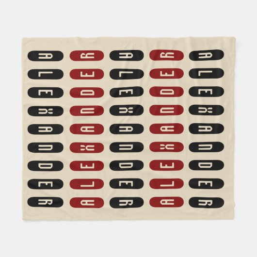 Moderner geometrischer Creme Schwarzer Individuell Fleecedecke (Vorderseite (Horizontal))