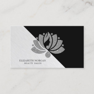 Moderner geometrischer, eleganter Silver Glitzer L Visitenkarte