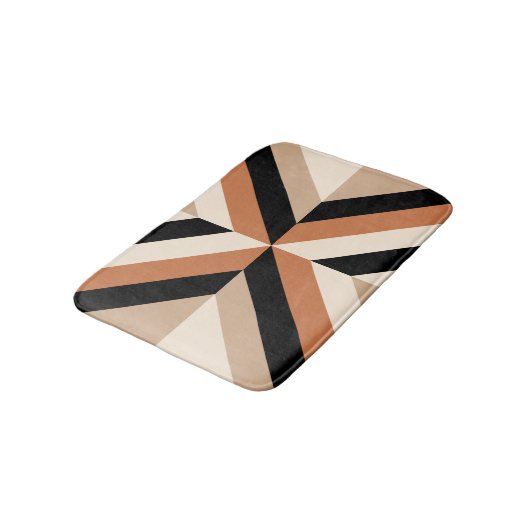 Moderner geometrischer Farbblock braun Badematte (Schrägansicht)