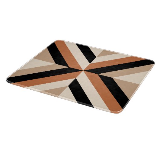 Moderner geometrischer Farbblock braun Schneidebrett (Ecke)