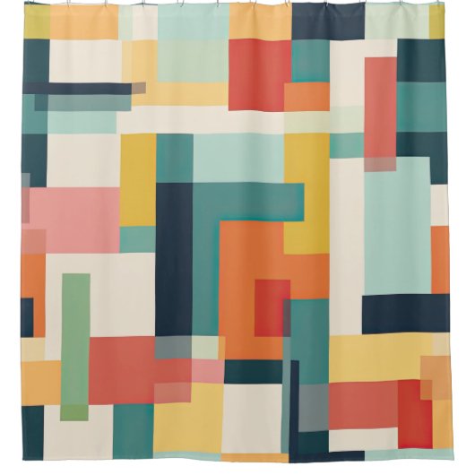 Moderner geometrischer Farbblock Mitte des Jahrhun Duschvorhang (Vorderseite)