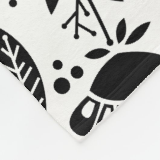 Moderner geometrischer Garten-Blumenschwarzweiss Fleecedecke (Ecke)