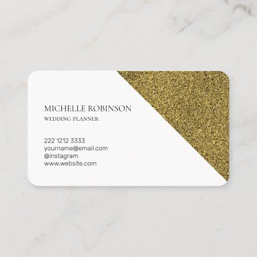 Moderner geometrischer Glitzer Gold Beruflich Visitenkarte (Rückseite)