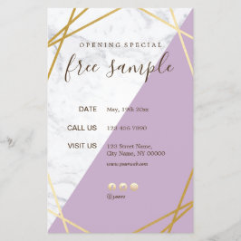 Moderner, geometrischer GoldmarmorLavendel 5.5x8.5 Flyer