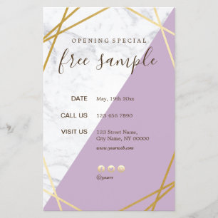 Moderner, geometrischer GoldmarmorLavendel 5.5x8.5 Flyer