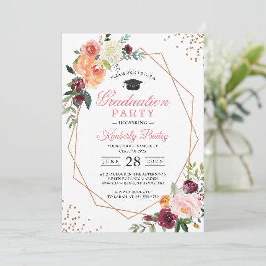 Moderner geometrischer Goldrahmen-Chic-Abschluss Einladung (Stehend Vorderseite)